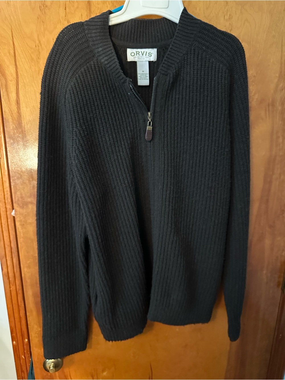 Classic Orvis men’s full zipper wool blend sweater